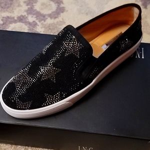 Slip on sneakers INC black and silver crystals